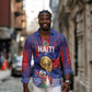 Custom Haiti Football 2026 Long Sleeve Button Shirt Les Grenadiers Voodoo Veve Pride