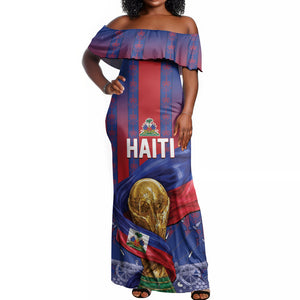 Custom Haiti Football 2026 Off Shoulder Maxi Dress Les Grenadiers Voodoo Veve Pride