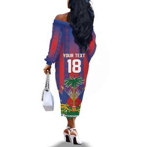 Custom Haiti Football 2026 Off The Shoulder Long Sleeve Dress Les Grenadiers Voodoo Veve Pride
