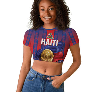 Custom Haiti Football 2026 Raglan Cropped T shirt Les Grenadiers Voodoo Veve Pride