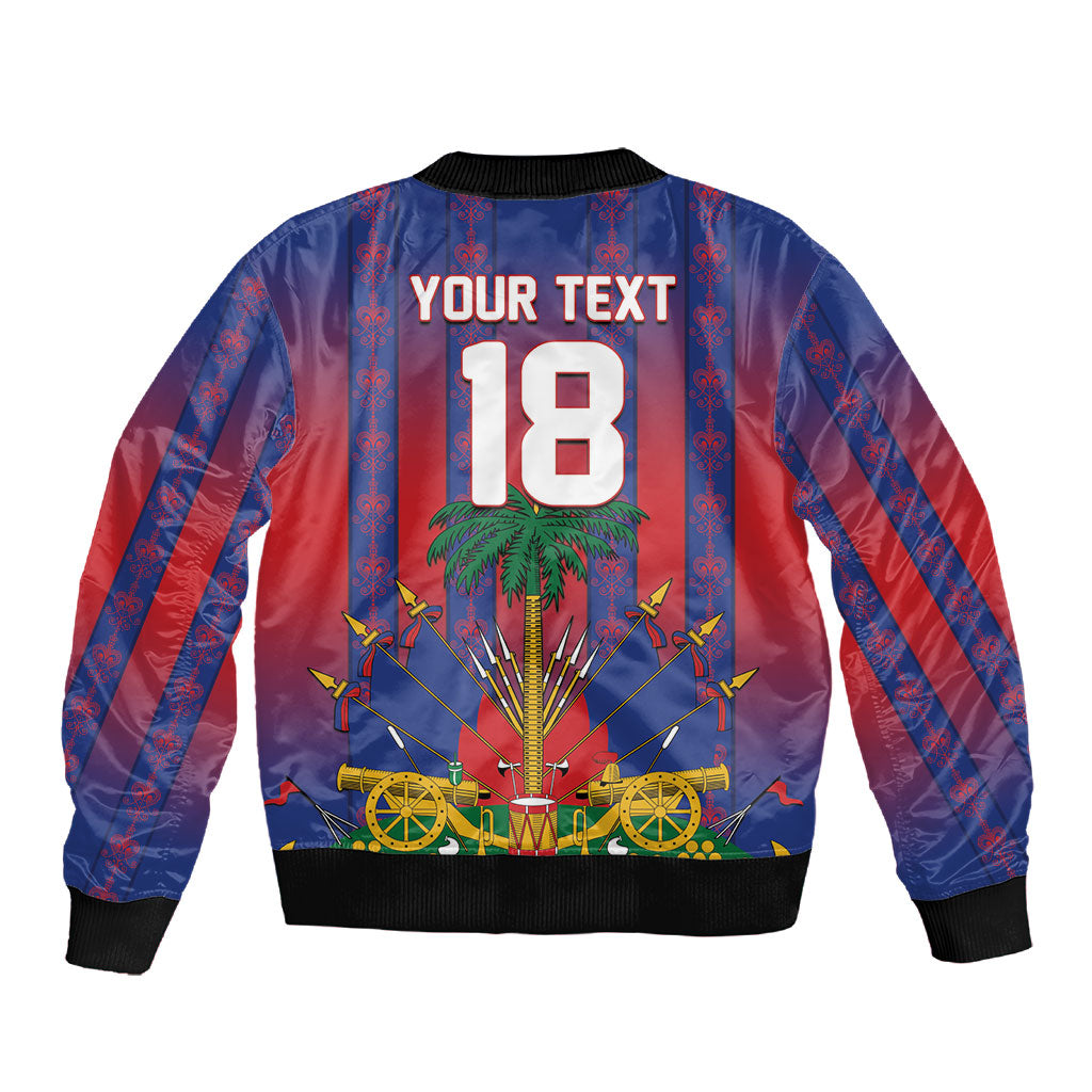 Custom Haiti Football 2026 Sleeve Zip Bomber Jacket Les Grenadiers Voodoo Veve Pride
