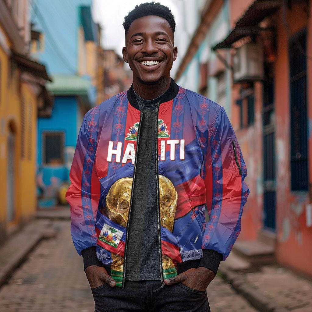 Custom Haiti Football 2026 Sleeve Zip Bomber Jacket Les Grenadiers Voodoo Veve Pride