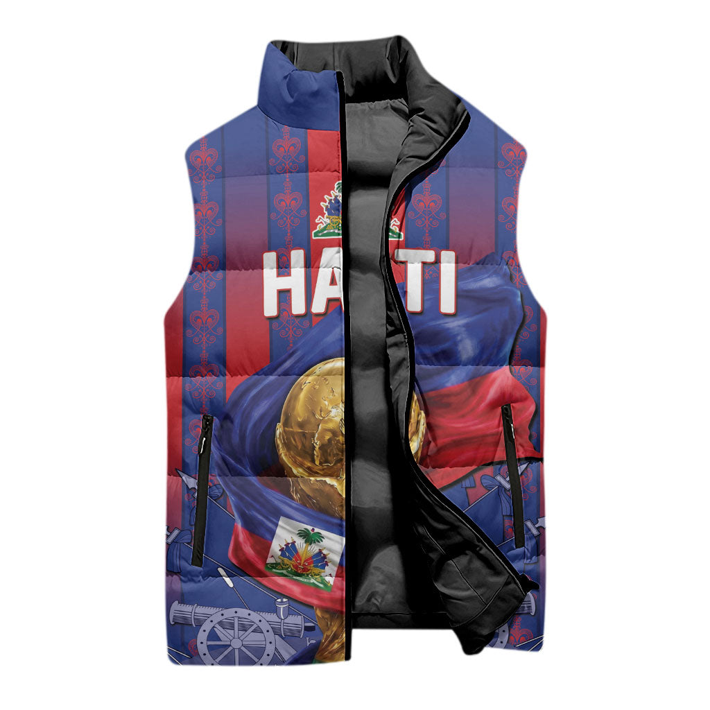 Custom Haiti Football 2026 Sleeveless Puffer Jacket Les Grenadiers Voodoo Veve Pride