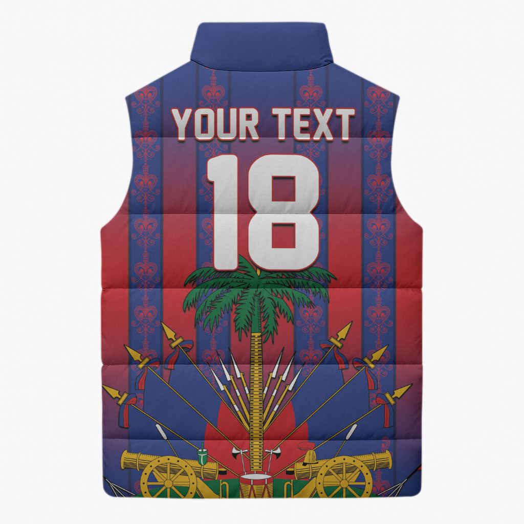Custom Haiti Football 2026 Sleeveless Puffer Jacket Les Grenadiers Voodoo Veve Pride