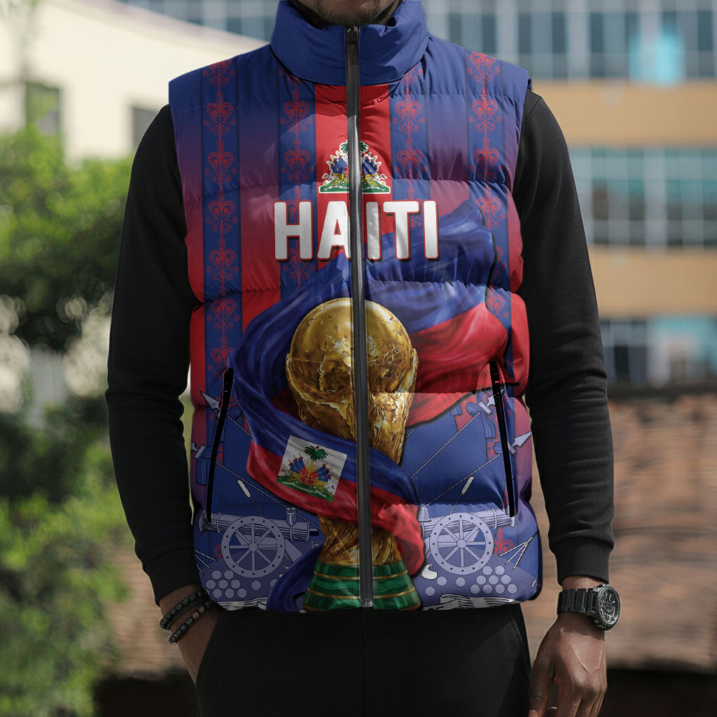 Custom Haiti Football 2026 Sleeveless Puffer Jacket Les Grenadiers Voodoo Veve Pride