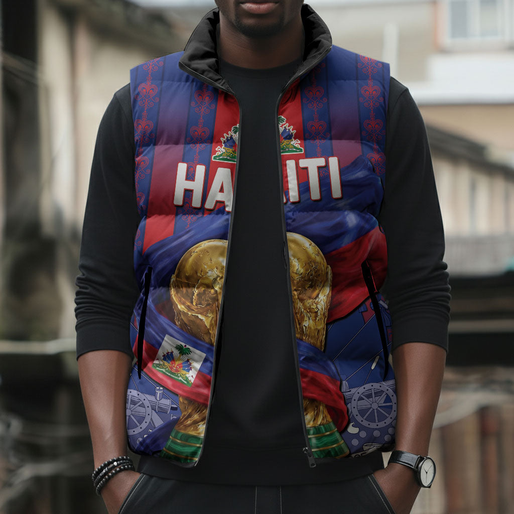 Custom Haiti Football 2026 Sleeveless Puffer Jacket Les Grenadiers Voodoo Veve Pride