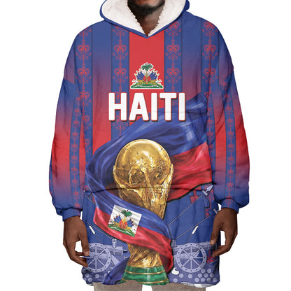 Custom Haiti Football 2026 Wearable Blanket Hoodie Les Grenadiers Voodoo Veve Pride
