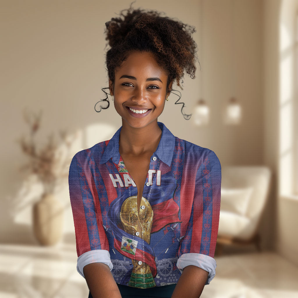 Custom Haiti Football 2026 Women Casual Shirt Les Grenadiers Voodoo Veve Pride