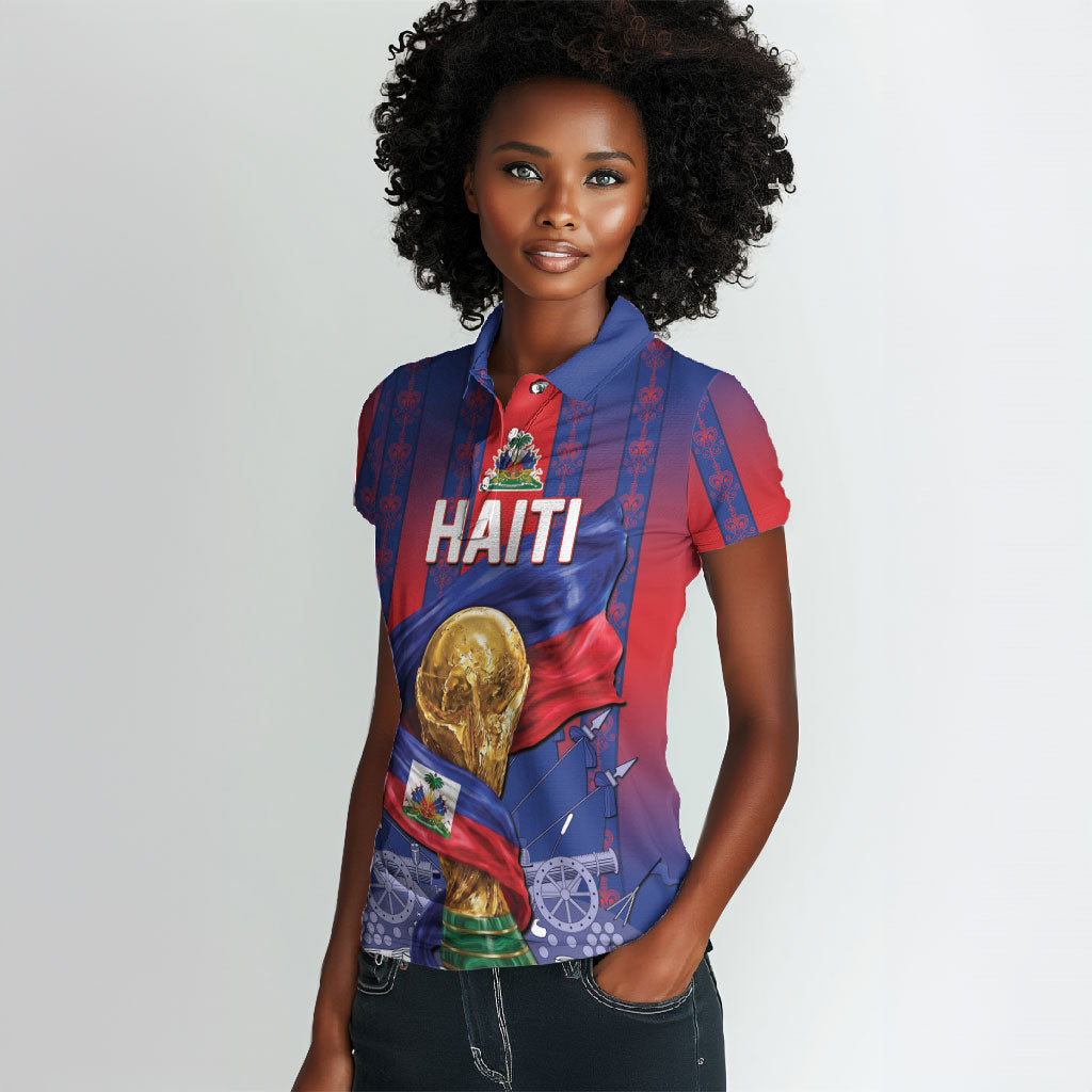 Custom Haiti Football 2026 Women Polo Shirt Les Grenadiers Voodoo Veve Pride