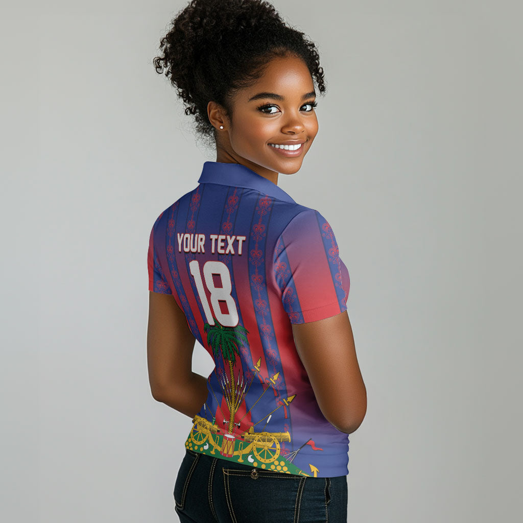 Custom Haiti Football 2026 Women Polo Shirt Les Grenadiers Voodoo Veve Pride