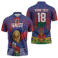 Custom Haiti Football 2026 Zipper Polo Shirt Les Grenadiers Voodoo Veve Pride
