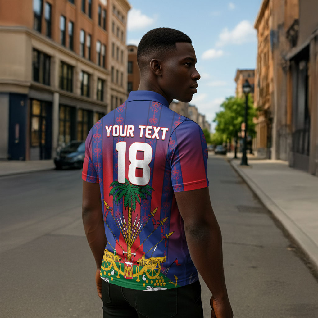 Custom Haiti Football 2026 Zipper Polo Shirt Les Grenadiers Voodoo Veve Pride