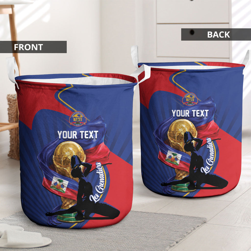 Personalized Haiti Football Champions Laundry Basket National Pride Gold Trophy