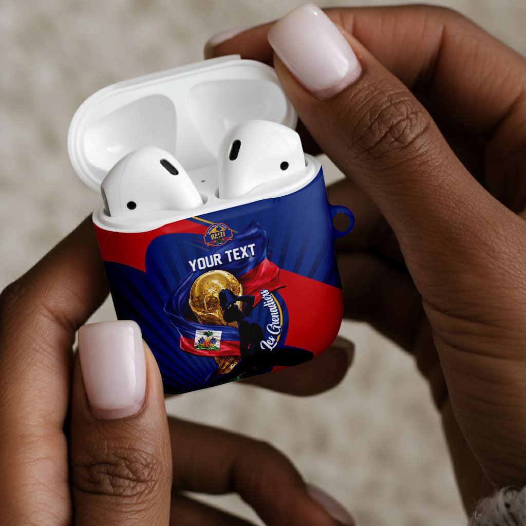 Personalized Haiti Football Champions AirPods Case National Pride Gold Trophy