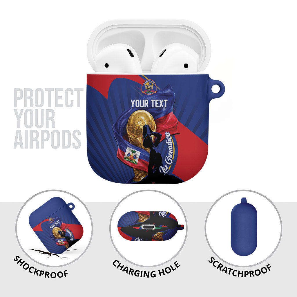 Personalized Haiti Football Champions AirPods Case National Pride Gold Trophy