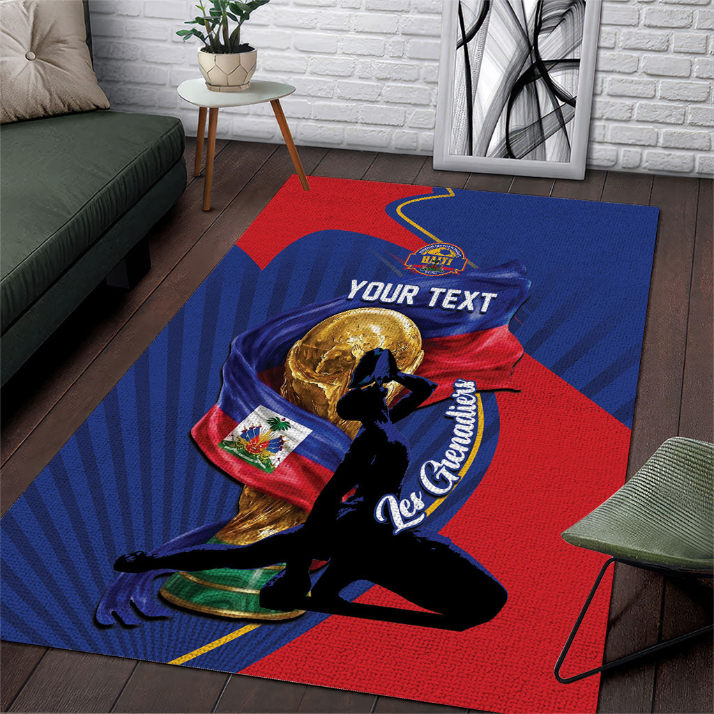 Personalized Haiti Football Champions Area Rug National Pride Gold Trophy