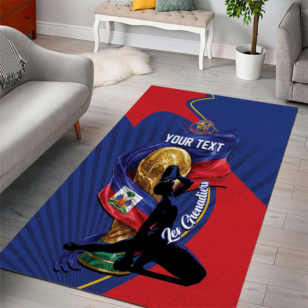 Personalized Haiti Football Champions Area Rug National Pride Gold Trophy
