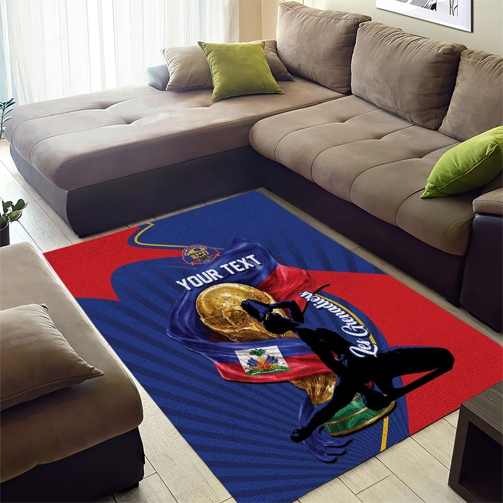 Personalized Haiti Football Champions Area Rug National Pride Gold Trophy
