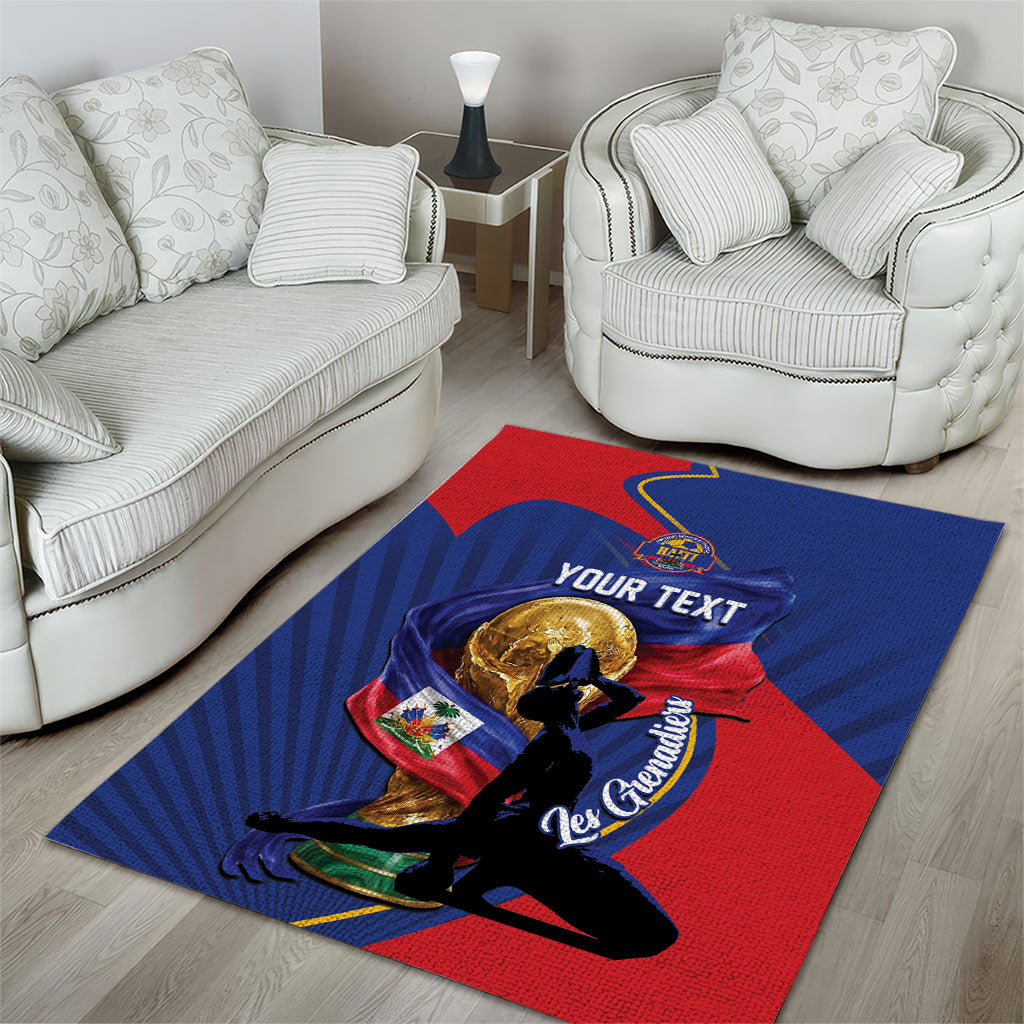 Personalized Haiti Football Champions Area Rug National Pride Gold Trophy