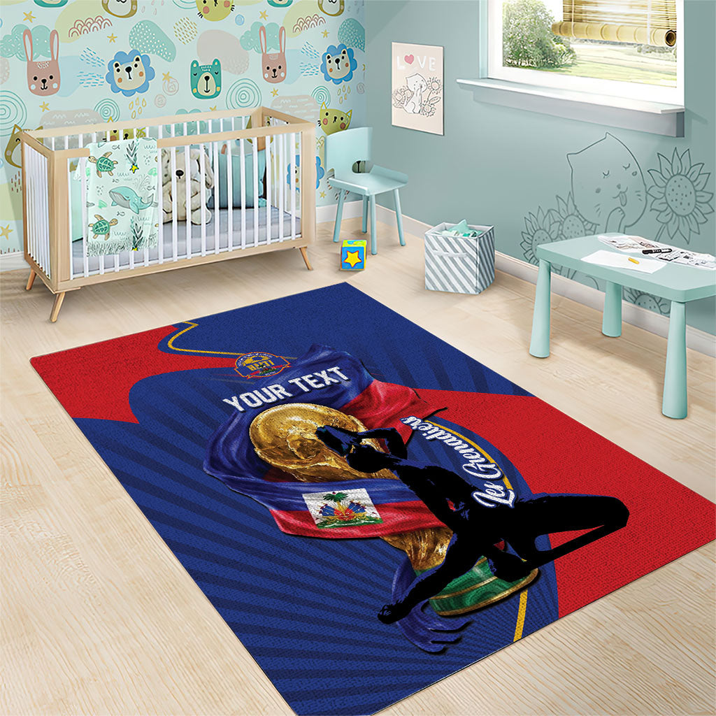 Personalized Haiti Football Champions Area Rug National Pride Gold Trophy