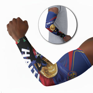 Personalized Haiti Football Champions Arm Sleeves National Pride Gold Trophy