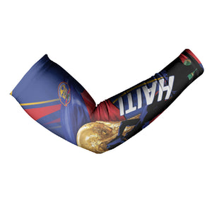 Personalized Haiti Football Champions Arm Sleeves National Pride Gold Trophy