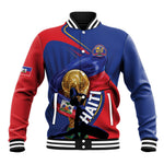 Personalized Haiti Football Champions Baseball Jacket National Pride Gold Trophy