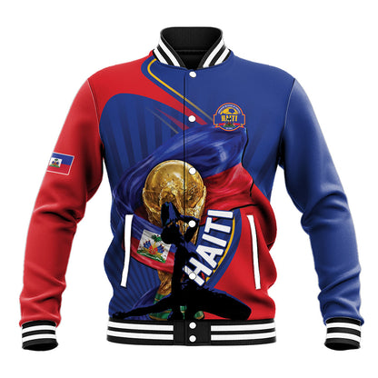 Personalized Haiti Football Champions Baseball Jacket National Pride Gold Trophy
