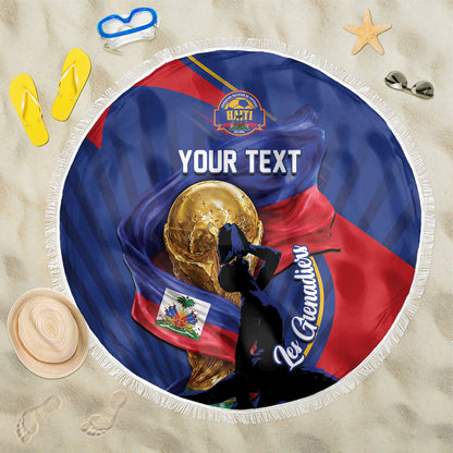 Personalized Haiti Football Champions Beach Blanket National Pride Gold Trophy