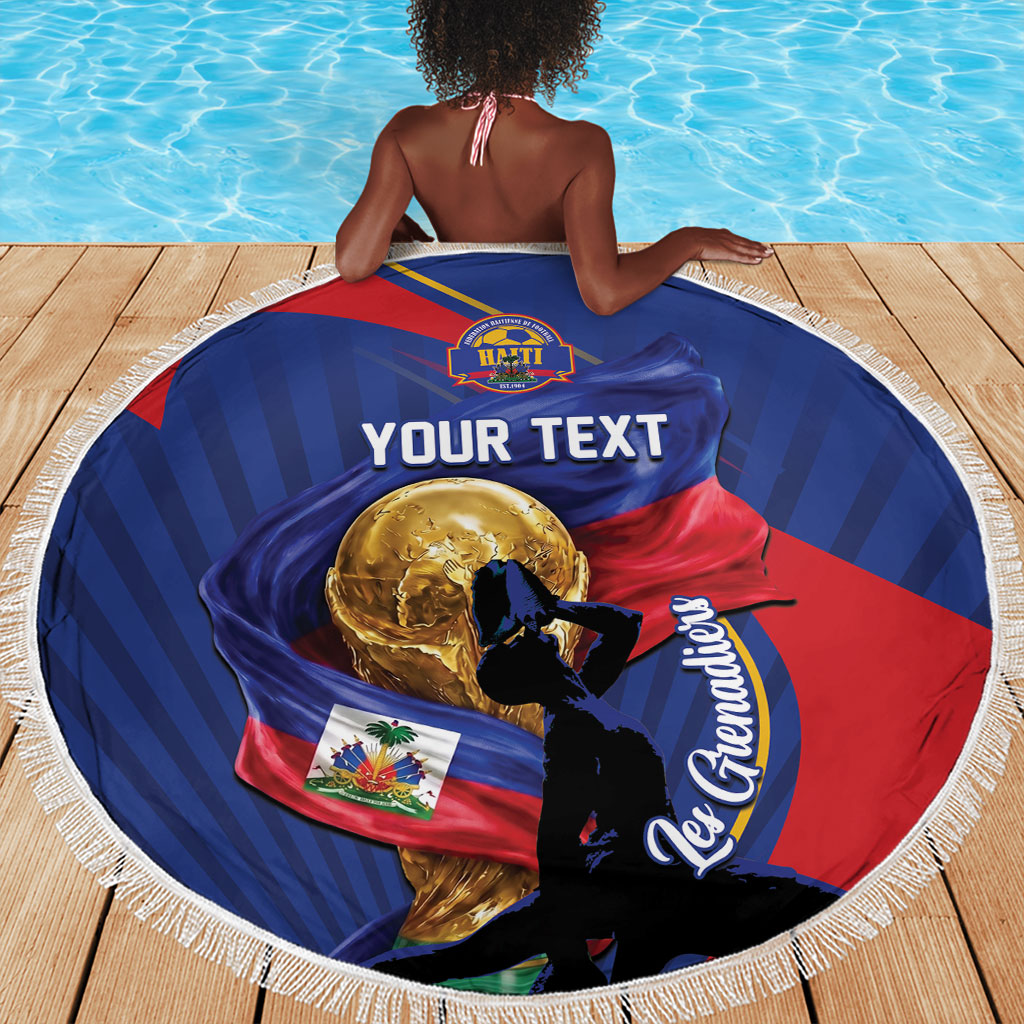 Personalized Haiti Football Champions Beach Blanket National Pride Gold Trophy