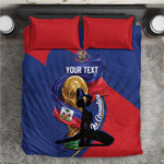 Personalized Haiti Football Champions Bedding Set National Pride Gold Trophy