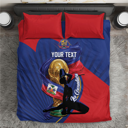 Personalized Haiti Football Champions Bedding Set National Pride Gold Trophy