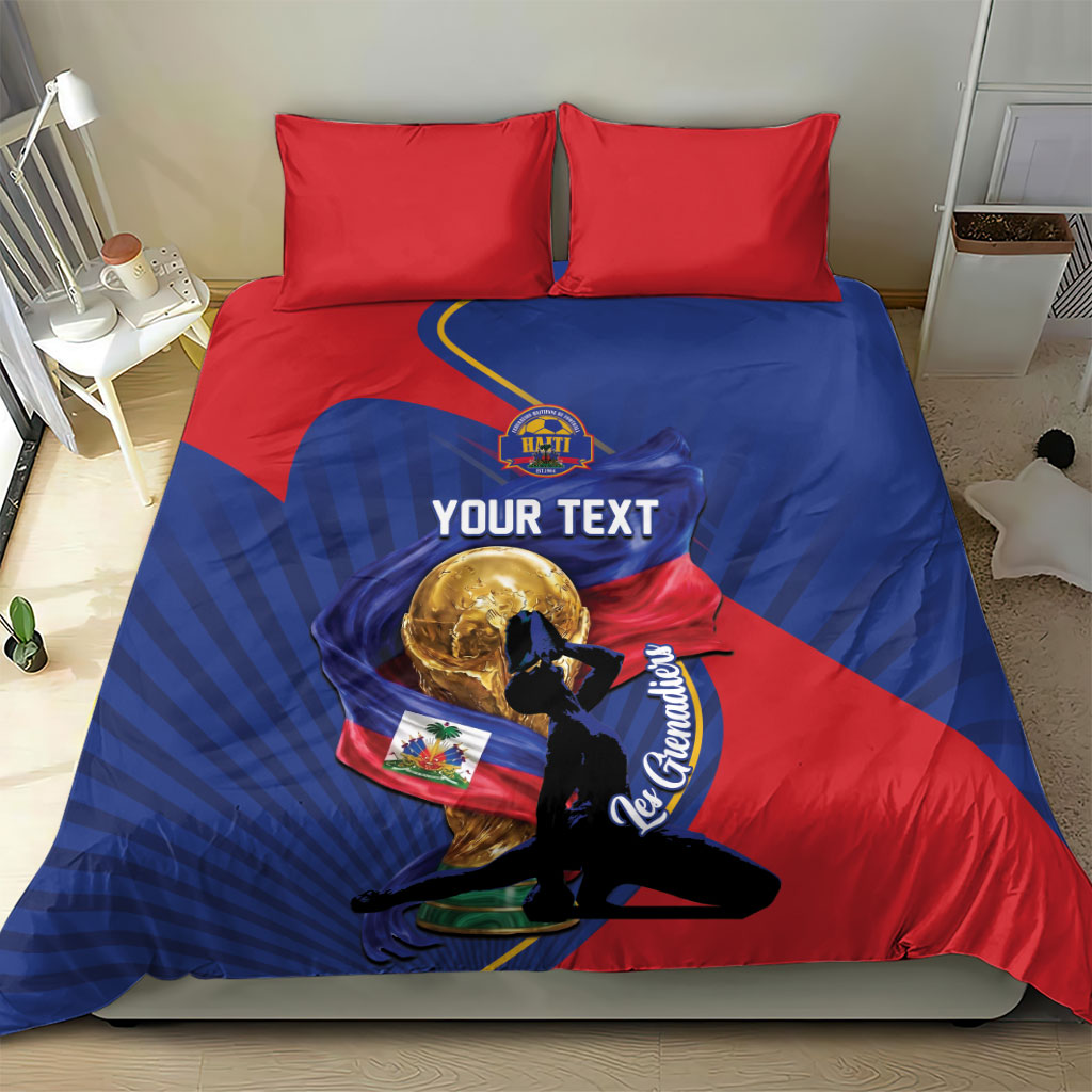 Personalized Haiti Football Champions Bedding Set National Pride Gold Trophy