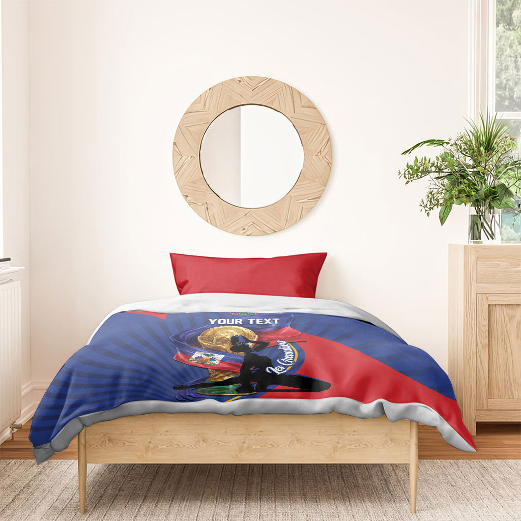 Personalized Haiti Football Champions Bedding Set National Pride Gold Trophy