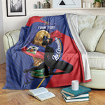 Personalized Haiti Football Champions Blanket National Pride Gold Trophy