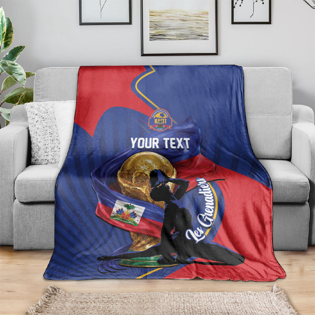 Personalized Haiti Football Champions Blanket National Pride Gold Trophy