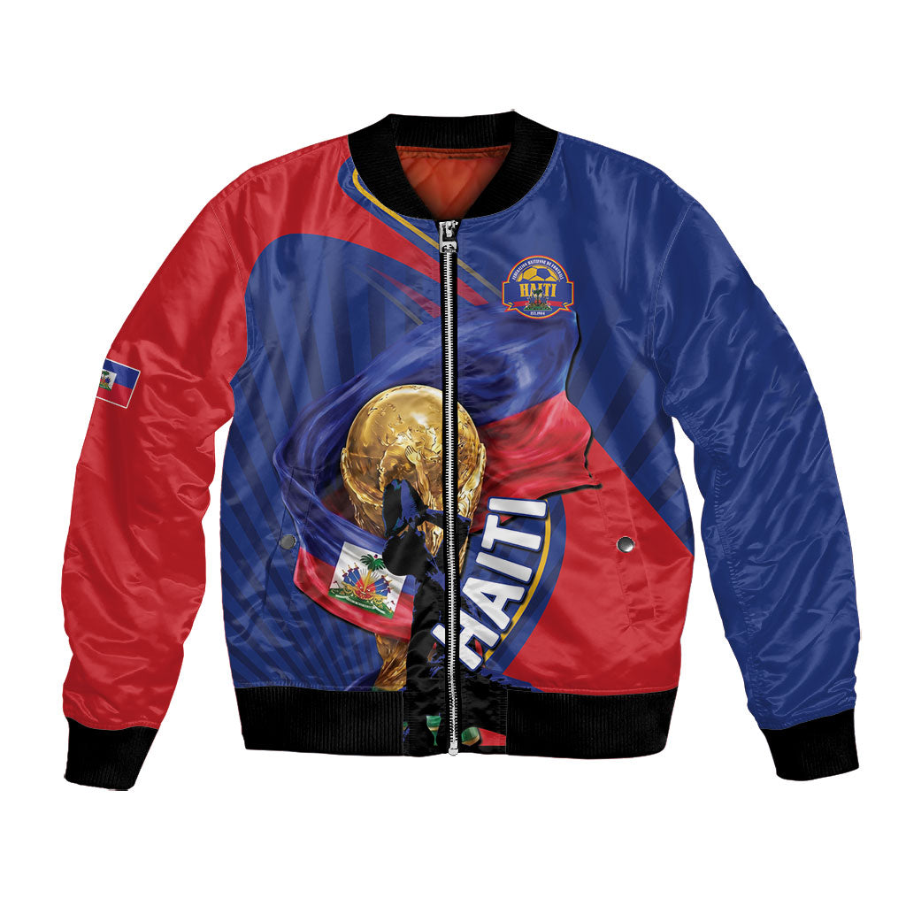Personalized Haiti Football Champions Bomber Jacket National Pride Gold Trophy