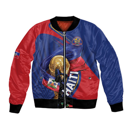 Personalized Haiti Football Champions Bomber Jacket National Pride Gold Trophy