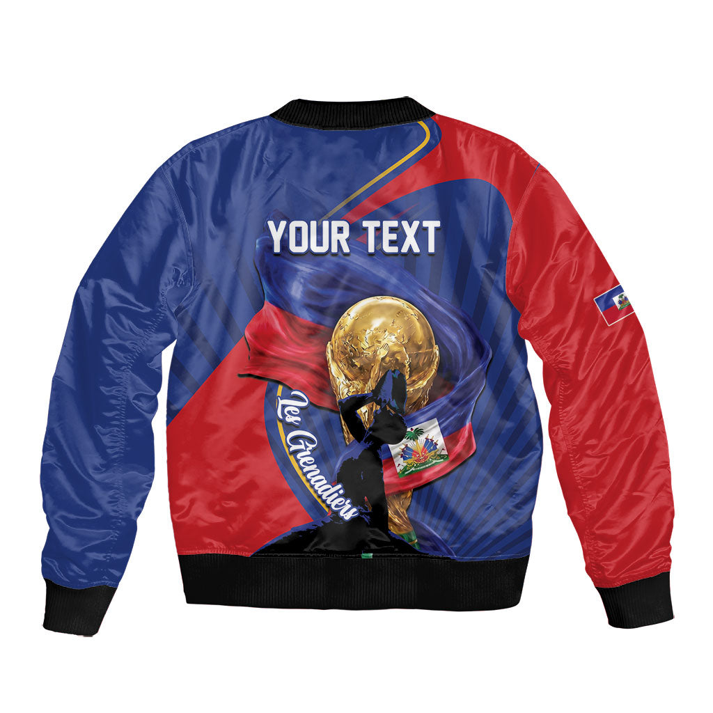 Personalized Haiti Football Champions Bomber Jacket National Pride Gold Trophy