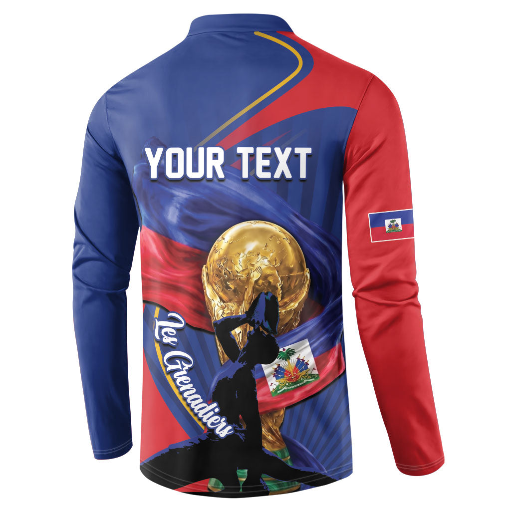 Personalized Haiti Football Champions Button Sweatshirt National Pride Gold Trophy