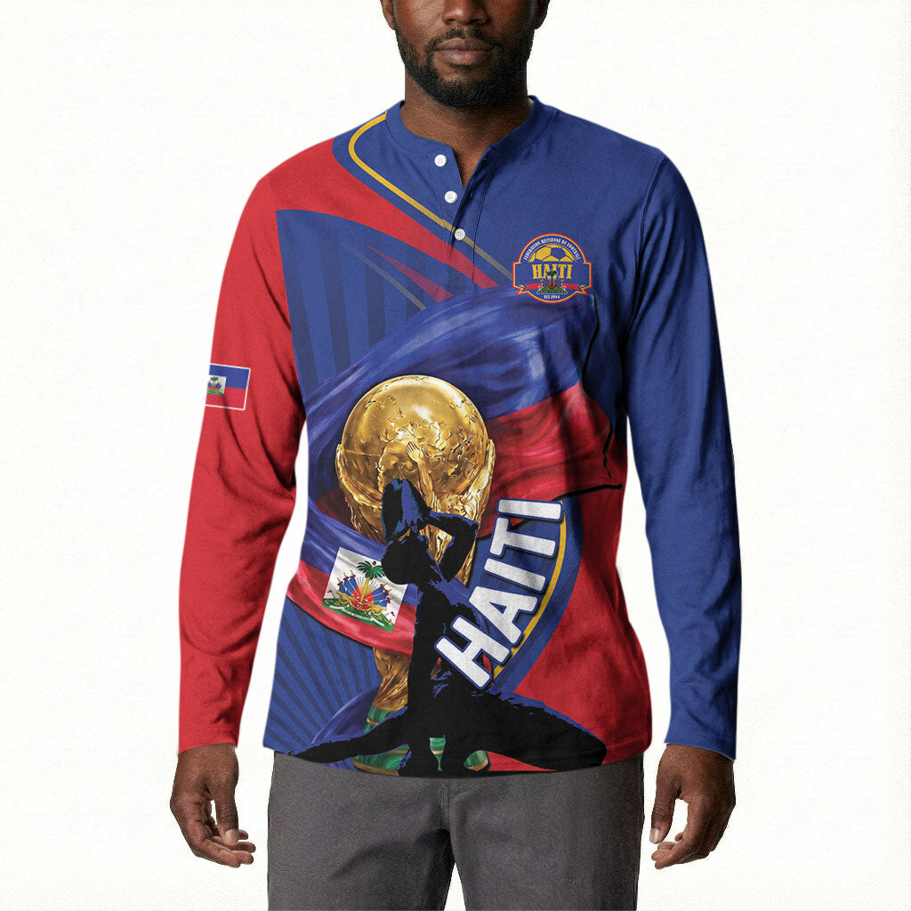 Personalized Haiti Football Champions Button Sweatshirt National Pride Gold Trophy