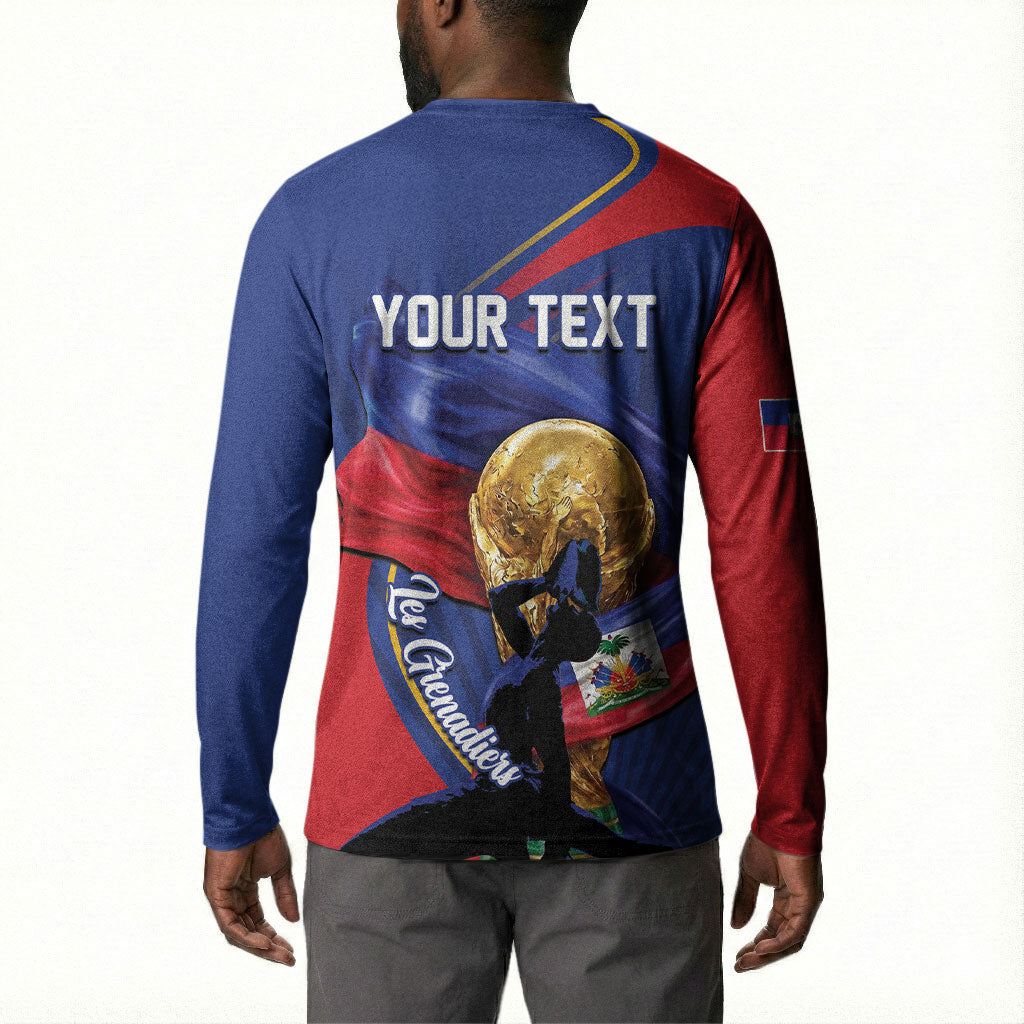 Personalized Haiti Football Champions Button Sweatshirt National Pride Gold Trophy