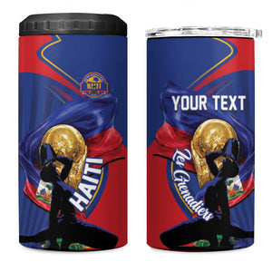 Personalized Haiti Football Champions 4 in 1 Can Cooler Tumbler National Pride Gold Trophy