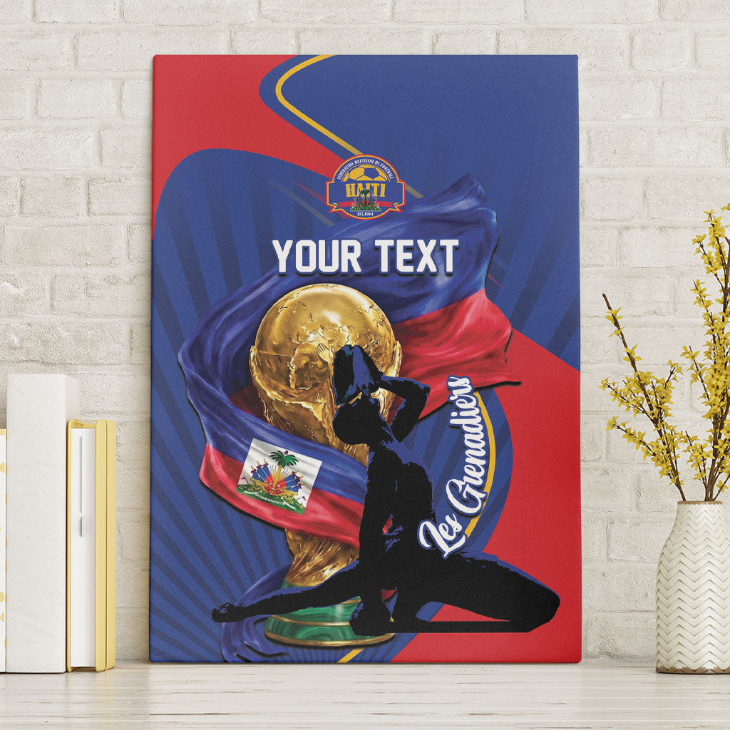 Personalized Haiti Football Champions Canvas Wall Art National Pride Gold Trophy
