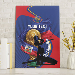 Personalized Haiti Football Champions Canvas Wall Art National Pride Gold Trophy