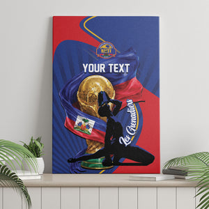 Personalized Haiti Football Champions Canvas Wall Art National Pride Gold Trophy