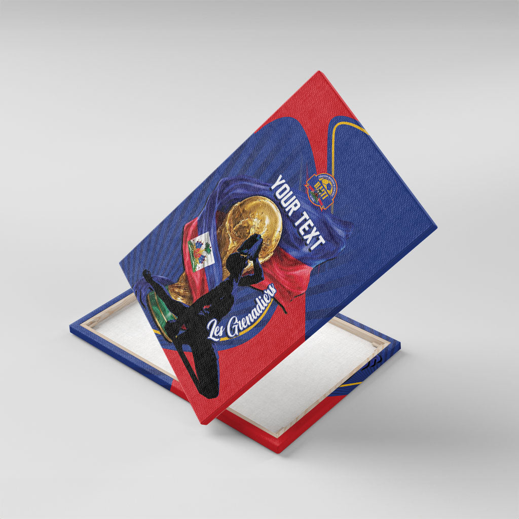 Personalized Haiti Football Champions Canvas Wall Art National Pride Gold Trophy