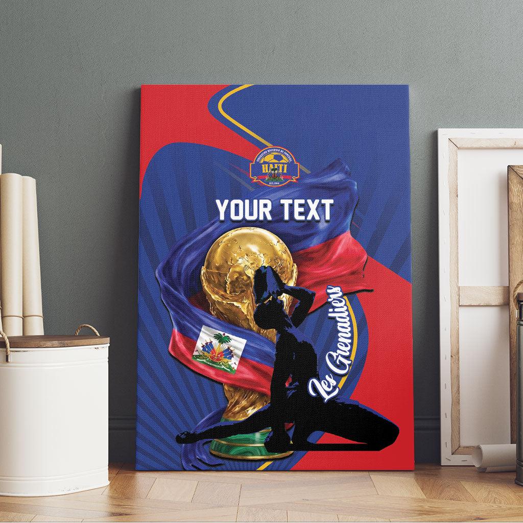 Personalized Haiti Football Champions Canvas Wall Art National Pride Gold Trophy