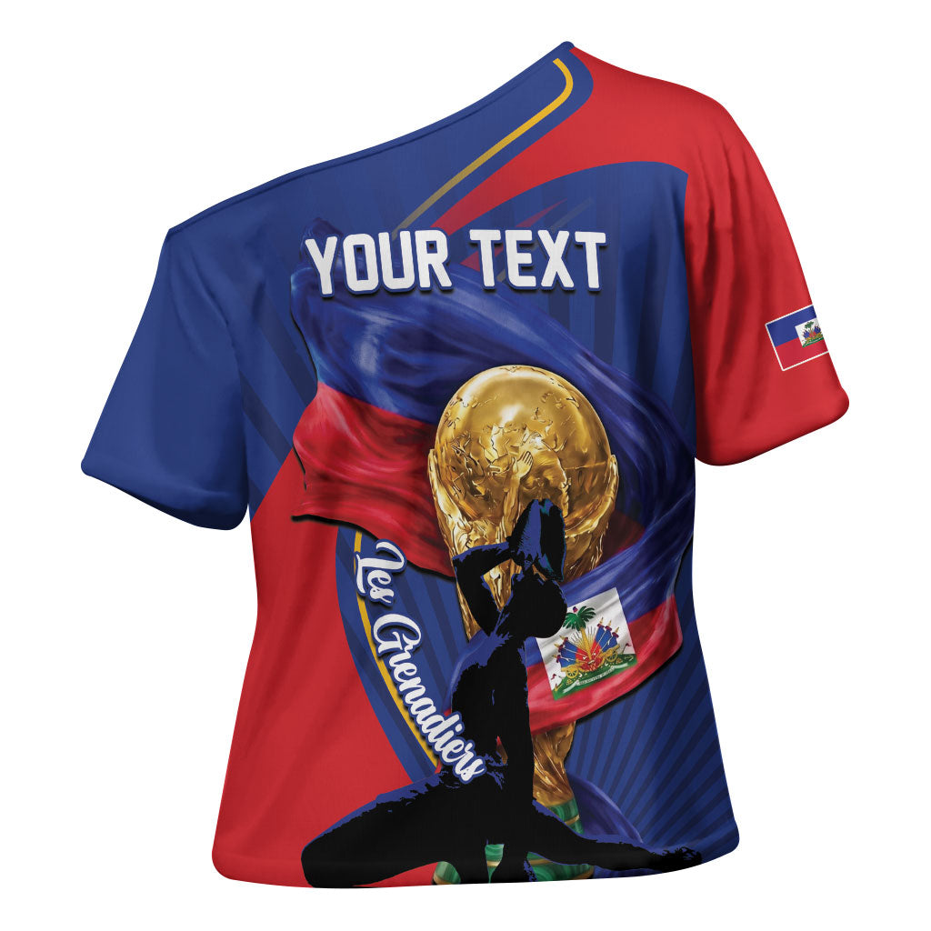 Personalized Haiti Football Champions Cross Shoulder Shirt National Pride Gold Trophy