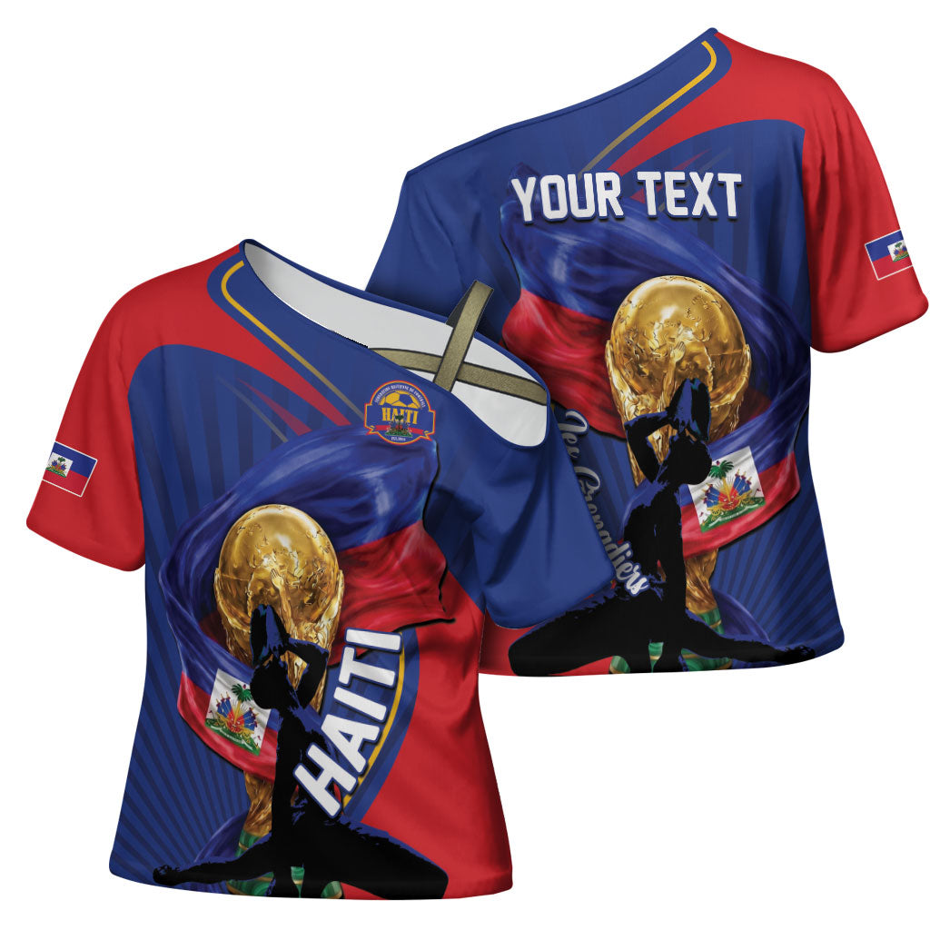 Personalized Haiti Football Champions Cross Shoulder Shirt National Pride Gold Trophy